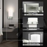 Wall Sconces Set of 2 Modern Vanity Lights with Double Clear Glass Shade Matte Black Indoor Farmhouse Wall Light for Bathroom Living Room Bedroom Hallway Bulb E26 Base (Silver, 2PCS)