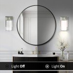 Wall Sconces Set of 2 Modern Vanity Lights with Double Clear Glass Shade Matte Black Indoor Farmhouse Wall Light for Bathroom Living Room Bedroom Hallway Bulb E26 Base (Silver, 2PCS)