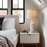 USumkky 25" Table Lamps Set of 2 - Bedside Lamps - Modern Lamps for Living Room - White Washed Ceramic Bedroom Lamps Set of 2 - Nightstand Lamps