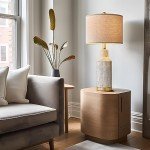 USumkky 25" Table Lamps Set of 2 - Bedside Lamps - Modern Lamps for Living Room - White Washed Ceramic Bedroom Lamps Set of 2 - Nightstand Lamps