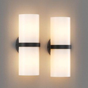 irotine Black LED Wall Sconce Set of 2 Indoor Hardwired Up and Down Wall Lights for Living Room Bedroom Hallway Corridor Warm White 3000K (with G9 Bulbs)