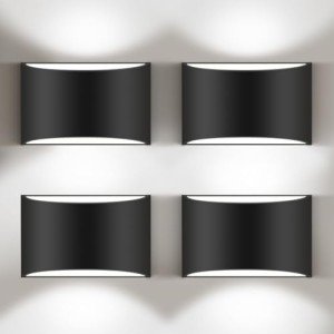 Aiilsmp 4 Pack Wall Sconces Indoor Black Modern LED Wall Sconce Hardwired Up and Down Wall Light Fixture for Bedroom Hallway Corridor Cool White 6000K(with G9 Bulbs)