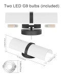 irotine Black LED Wall Sconce Set of 2 Indoor Hardwired Up and Down Wall Lights for Living Room Bedroom Hallway Corridor Warm White 3000K (with G9 Bulbs)