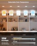 Sunco 12 Pack 5/6 Inch LED Disk Lights, Flush Mount Disc Recessed Ceiling Can Lighting, 1050 LM, Selectable CCT 3000K/4000K/5000K/6000K/6500K, Dimmable, 15W=75W, Damp Rated ETL