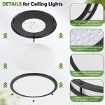 2-Pack 36W LED Ceiling Lights Black, 13inch Flush Mount Light Fixtures 3600LM 2700K/3000K/4000K/5000K/6500K Color Changing Ceiling Lights, Modern Dimmable Lighting for Kitchen Living Room Bedroom