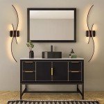 CANEOE Modern Led Wall Light, 39inch Black Indoor Led Wall Sconce Lighting, Bathroom Vanity Light Fixtures Over Mirror for Living Room Hallway Bedroom Bedside Wall Lamp (Warm White, 3000K)
