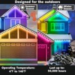 100FT Permanent Outdoor RGB Lights,Waterproof Smart LED Eaves Lights with App/Remote Control,for Christmas and All Holiday Decor,Daily and Accent Lighting,House Roof and Garden Lighting