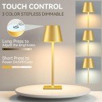 Yogaret 2 Pack Gold Rechargeable Table Lamps,Cordless Lamp with 6000mAh Battery Operated,Wireless Lamp for Restaurant Home Dinner Dining Kitchen Outdoor Patio,Waterproof & Portable