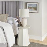 Nourison 23" Distressed Cream/Beige Rustic Ceramic Jar Table Lamp for Bedroom, Living Room, Dining Office, with Ivory Shade