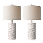 PARTPHONER 23" Modern Ceramic Table Lamp Set of 2, Table Lamps for Living Room, Rustic Farmhouse Bedside Lamps Nightstand lamp for Bedroom, White Desk Lamp for End Table Home Decor Beige