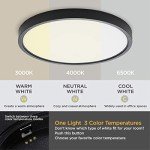 TALOYA Surface Mount LED Ceiling Light 12 Inch-2 Pack Black Shell, Equivalent to Traditional 200W Bulb Light for Kitchen Bedroom Utility Closet Room,3 in 1(3000k/4000k/6500k)