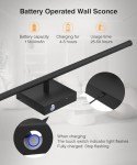 CASGAL Battery Operated Wall Sconce with Remote Control,Wall Sconces Set of Two,3000K-6500K LED Wireless Wall Light for Bedroom, Hallway, Background Wall, 350°Rotate,26.6 Inch, Black(2 Pack)