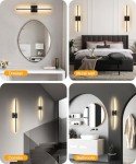 CASGAL Battery Operated Wall Sconce with Remote Control,Wall Sconces Set of Two,3000K-6500K LED Wireless Wall Light for Bedroom, Hallway, Background Wall, 350°Rotate,26.6 Inch, Black(2 Pack)