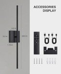 CASGAL Battery Operated Wall Sconce with Remote Control,Wall Sconces Set of Two,3000K-6500K LED Wireless Wall Light for Bedroom, Hallway, Background Wall, 350°Rotate,26.6 Inch, Black(2 Pack)