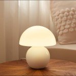Dawnwake Mushroom Lamp Table Desk Bedside Lamp, Mushroom Decor Nightstand Small Table Lamps for Bedroom Night Stands,Cute Mini Modern Mid Century Lamps Dimmable,Unique Aesthetic Home Decor(White)