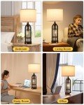 Seealle Table Lamps for Living Room Set of 2 - Bedside Lamp for Bedroom with USB C+A & Outlet, Farmhouse Lamps for Night Stands, 3-Way Dimmable Touch Lamps for Living Room