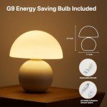 Dawnwake Mushroom Lamp Table Desk Bedside Lamp, Mushroom Decor Nightstand Small Table Lamps for Bedroom Night Stands,Cute Mini Modern Mid Century Lamps Dimmable,Unique Aesthetic Home Decor(White)