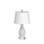 PARTPHONER Table Lamps Set of 2, Bedside Touch Lamp with USB C+A Charging Ports, Side Table Lamp with White Fabric Shade (LED Bulbs Included)