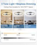 AQUBT Ceiling Fans with Lights and Remote, 20" Modern Low Profile Ceiling Fan with Light, Stepless Color Temperature Change and 6 Speeds for Bedroom, Kids Room and Living Room (Black)