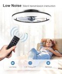 AQUBT Ceiling Fans with Lights and Remote, 20" Modern Low Profile Ceiling Fan with Light, Stepless Color Temperature Change and 6 Speeds for Bedroom, Kids Room and Living Room (Black)