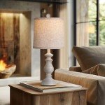 PARTPHONER Traditional Table Lamp Set of 2, Rustic Farmhouse Table Lamps for Living Room Bedroom, 22" Bedside Desk Lamps Vintage Nightstand Lamps with Linen Shades, Antique Grey