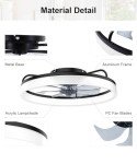 AQUBT Ceiling Fans with Lights and Remote, 20" Modern Low Profile Ceiling Fan with Light, Stepless Color Temperature Change and 6 Speeds for Bedroom, Kids Room and Living Room (Black)
