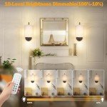 MATAMEYE Battery Operated Wall Sconce Set of 2, Black Rechargeable Wireless Wall Light Fixture with Remote, 12 RGB Colors & Timer, Indoor Dimmable Wall Lamp with Linen Shade