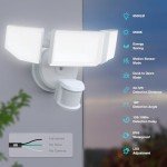 Abovizo 85W LED Security Lights Motion Sensor Light Outdoor, 8500LM Dusk to Dawn, IP65 Waterproof, 6500K, 3 Head Motion Detected Flood Light, Floodlight for Outside, Garage, Yard, Porch (White)