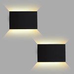 FUDESY LED Wall Sconce, Black Plastic Modern Wall Light Fixtures, Indoor Outdoor Up and Down Wall Lighting for Living Room Bedroom Hallway Corridors, 3000K, Warm White, 2-Pack