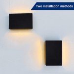 FUDESY LED Wall Sconce, Black Plastic Modern Wall Light Fixtures, Indoor Outdoor Up and Down Wall Lighting for Living Room Bedroom Hallway Corridors, 3000K, Warm White, 2-Pack