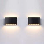 FUDESY LED Wall Sconce, Black Plastic Modern Wall Light Fixtures, Indoor Outdoor Up and Down Wall Lighting for Living Room Bedroom Hallway Corridors, 3000K, Warm White, 2-Pack