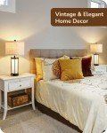 EDISHINE 22.44" Farmhouse Table Lamps with Night Light, 3 Way Dimmable Touch Control Bedside Lamp Set of 2, Rustic Nightstand Lamp for Living Room, Bedroom, A+C USB Ports, Frosted Glass Shade