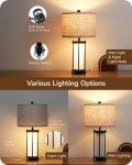 EDISHINE 22.44" Farmhouse Table Lamps with Night Light, 3 Way Dimmable Touch Control Bedside Lamp Set of 2, Rustic Nightstand Lamp for Living Room, Bedroom, A+C USB Ports, Frosted Glass Shade