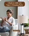 EDISHINE 22.44" Farmhouse Table Lamps with Night Light, 3 Way Dimmable Touch Control Bedside Lamp Set of 2, Rustic Nightstand Lamp for Living Room, Bedroom, A+C USB Ports, Frosted Glass Shade