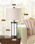 EDISHINE 22.44" Farmhouse Table Lamps with Night Light, 3 Way Dimmable Touch Control Bedside Lamp Set of 2, Rustic Nightstand Lamp for Living Room, Bedroom, A+C USB Ports, Frosted Glass Shade