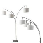 Adesso Arc Floor Lamp with 3 Movable Shades & Dimmable Brightness - Perfect Lighting for Bedroom, Living Room and Corner Decor, Brushed Steel