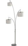 Adesso Arc Floor Lamp with 3 Movable Shades & Dimmable Brightness - Perfect Lighting for Bedroom, Living Room and Corner Decor, Brushed Steel