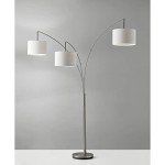 Adesso Arc Floor Lamp with 3 Movable Shades & Dimmable Brightness - Perfect Lighting for Bedroom, Living Room and Corner Decor, Brushed Steel