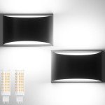 Sobrovo Modern Wall Sconce Set of 2 -White 4500K 10W Led Wall Sconce Indoor, Outdoor IP65 Waterproof, Hardwired, Up&Down Wall Mounted Wall Lighting for Living Room Bedroom Hallway(with G9 Bulbs)