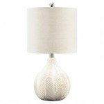 Signature Design by Ashley Rainermen 20" Modern Herringbone Ceramic Table Lamp, Off White