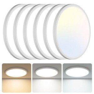 LibTit 6-Pack 13-Inch LED Flush Mount Ceiling Light, 3200LM 28W, Ultra-Slim, 3000K/4500K/6000K Selectable, White for Bedroom, Kitchen, Bathroom, Hallway