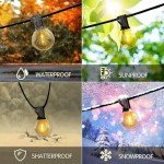 DAYBETTER 100FT Outdoor String Lights Waterproof,Patio Lights with 50 Shatterproof Dimmable LED Edison Bulbs(+1 Spare),Connectable G40 Globe String Lights for Outside Garden Yard Porch,Black Wires