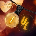 DAYBETTER 100FT Outdoor String Lights Waterproof,Patio Lights with 50 Shatterproof Dimmable LED Edison Bulbs(+1 Spare),Connectable G40 Globe String Lights for Outside Garden Yard Porch,Black Wires