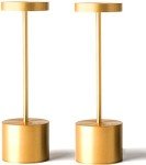 SAKRINGT 2 Pack Cordless Table Lamp Rechargeable, 5000mAh Battery Operated Portable Table Light,Dimming LED Table Lamp for Restaurant/Patio /Outdoor(Gold)