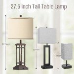 ROTTOGOON 27.5 Tall Farmhouse Table Lamps with USB C + USB A Charge Ports, Rustic Living Room Lamps Set of 2, Black Industrial End Table Lamp for Bedroom Living Room Nightstand (Oil-Rubbed Bronze)