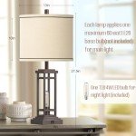 ROTTOGOON 27.5 Tall Farmhouse Table Lamps with USB C + USB A Charge Ports, Rustic Living Room Lamps Set of 2, Black Industrial End Table Lamp for Bedroom Living Room Nightstand (Oil-Rubbed Bronze)