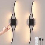 EIDEARAY Modern LED Wall Sconce set of Two, Battery Powered Wall Sconces set of 2 with Timer, Black Wall Light with Remote, LED Wall Lamp indoor not hardwired for Bathroom Living Room Bedroom Corridor