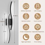 EIDEARAY Modern LED Wall Sconce set of Two, Battery Powered Wall Sconces set of 2 with Timer, Black Wall Light with Remote, LED Wall Lamp indoor not hardwired for Bathroom Living Room Bedroom Corridor