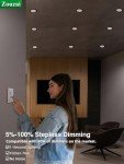 zouzai 12 Pack 6 Inch Black 5CCT Reset LED Recessed Ceiling Light with Junction Box, 2700K/3000K/3500K/4000K/5000K Selectable, 12W Eqv 110W,Dimmable, led can Lights- ETL and Energy Star Certified