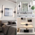 EIDEARAY Modern LED Wall Sconce set of Two, Battery Powered Wall Sconces set of 2 with Timer, Black Wall Light with Remote, LED Wall Lamp indoor not hardwired for Bathroom Living Room Bedroom Corridor